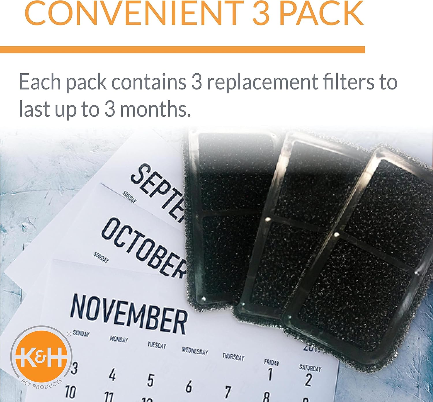 imageKampampH Pet Products CleanFlow Filtered Pet Water Bowl Replacement Filter Black Small 3 Count pack of 1Small 3 Count