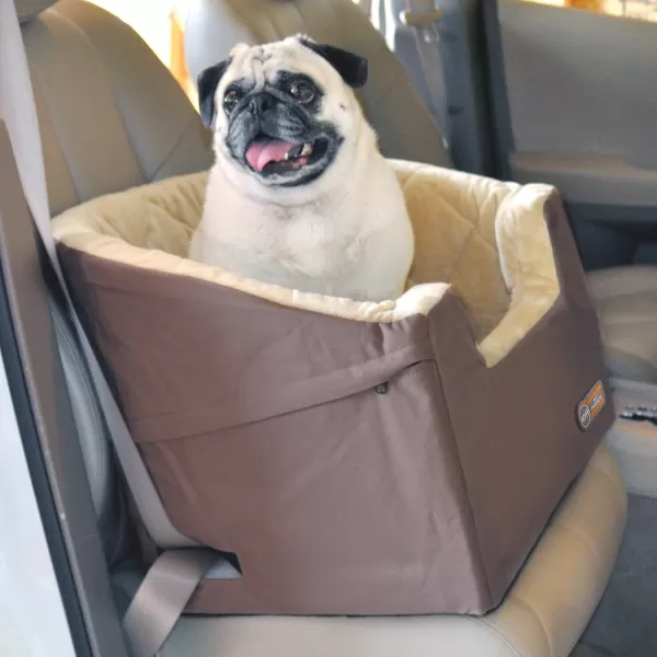 imageKampampH Pet Products Bucket Booster Dog Car Seat with Dog Seat Belt for Car Washable Small Dog Car Seat Sturdy Dog Booster Seats for Small Dogs Medium Dogs 2 Safety Leashes Small GrayCreamTanTan