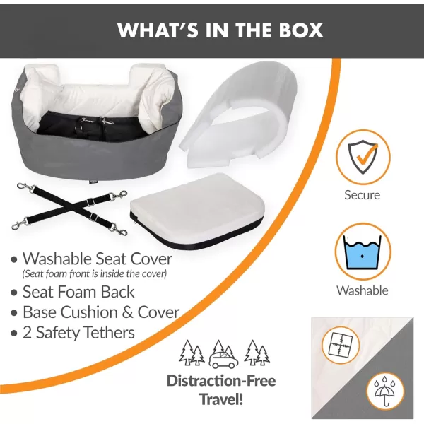 imageKampampH Pet Products Bucket Booster Dog Car Seat with Dog Seat Belt for Car Washable Small Dog Car Seat Sturdy Dog Booster Seats for Small Dogs Medium Dogs 2 Safety Leashes Small GrayCreamGrayCream
