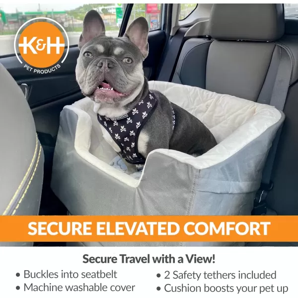 imageKampampH Pet Products Bucket Booster Dog Car Seat with Dog Seat Belt for Car Washable Small Dog Car Seat Sturdy Dog Booster Seats for Small Dogs Medium Dogs 2 Safety Leashes Small GrayCreamGrayCream