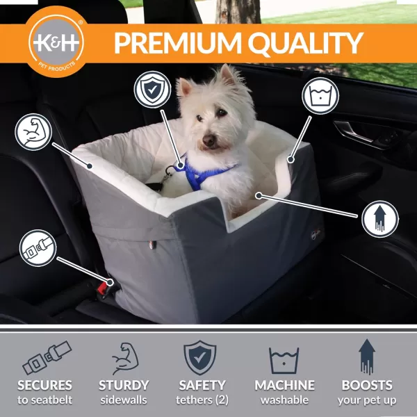 imageKampampH Pet Products Bucket Booster Dog Car Seat with Dog Seat Belt for Car Washable Small Dog Car Seat Sturdy Dog Booster Seats for Small Dogs Medium Dogs 2 Safety Leashes Small GrayCreamGrayCream