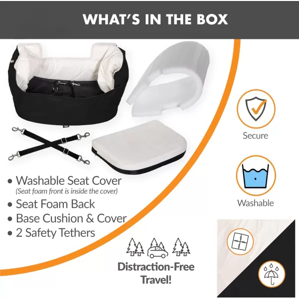 imageKampampH Pet Products Bucket Booster Dog Car Seat with Dog Seat Belt for Car Washable Small Dog Car Seat Sturdy Dog Booster Seats for Small Dogs Medium Dogs 2 Safety Leashes Small GrayCreamBlackCream