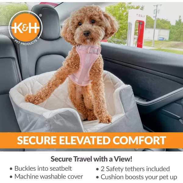 imageKampampH Pet Products Bucket Booster Dog Car Seat with Dog Seat Belt for Car Washable Small Dog Car Seat Sturdy Dog Booster Seats for Small Dogs Medium Dogs 2 Safety Leashes Small GrayCreamGrayCream