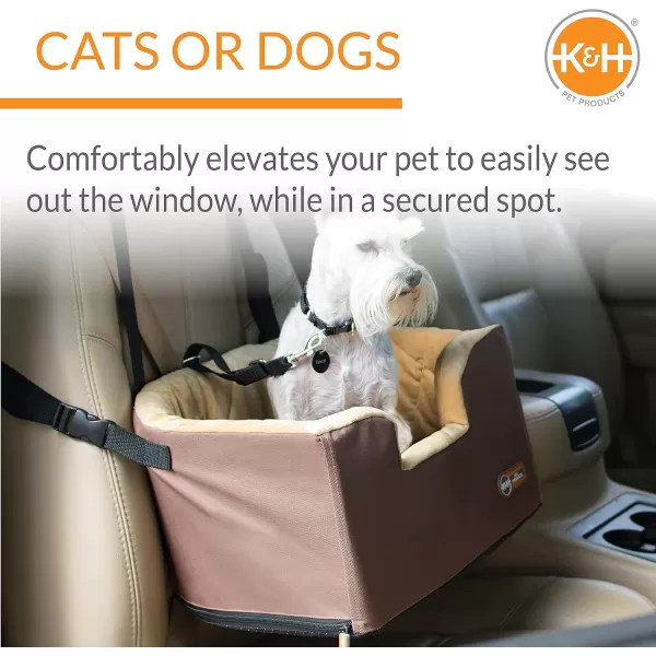 imageKampampH Pet Products Hanging Bucket Booster Pet Seat Elevated Dog Booster Car Seat Car Window View for Petite and Toy Breeds Gray 16 X 145 InchesTan