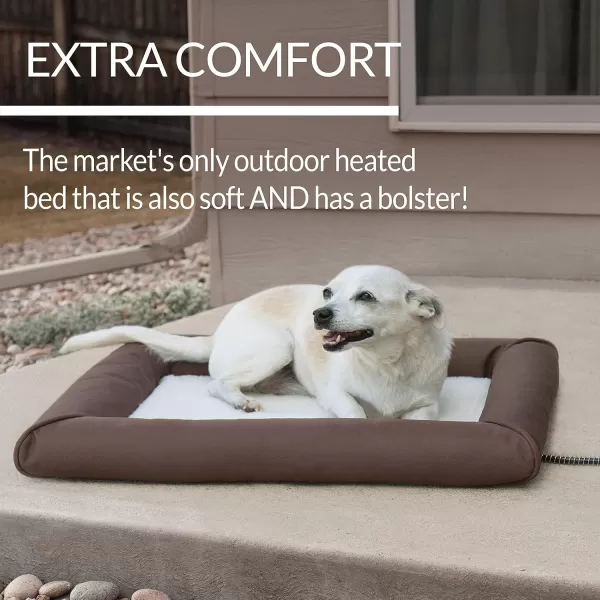 imageKampampH Pet Products Heated Deluxe LectroSoft Outdoor Dog Bed with Bolster Orthopedic Warming Pet Pad Outdoor Heated Pad for Pets Heated Outside Dog and Cat Bed ChocolateTan Small 195x23in450L x 350W x 50Th