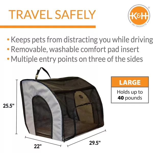 imageKampampH Pet Products Travel Safety Carrier for Pets Dog Crate for Car Travel Dog SoftSided Carrier for Large Dogs Portable Car Seat Kennel GrayBlack Large 295 X 22 X 255 Inches295L x 220W x 255H