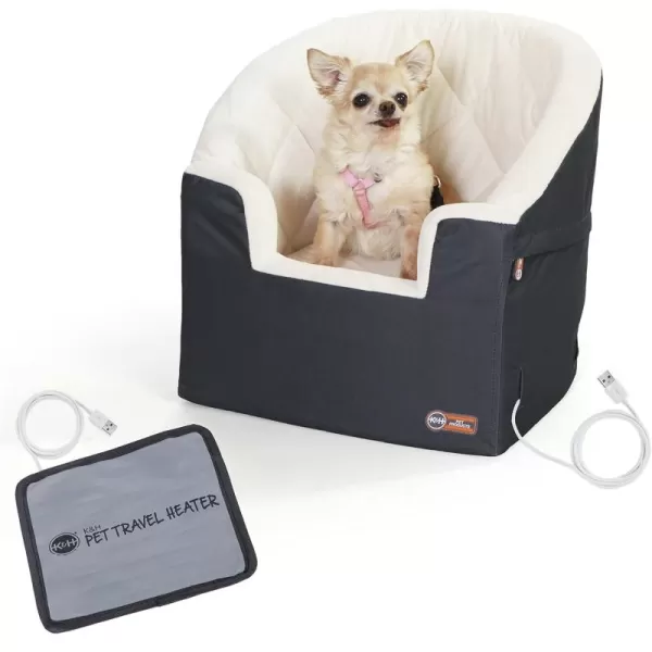 imageKampampH Pet Products Bucket Booster Dog Car Seat with Dog Seat Belt for Car Washable Small Dog Car Seat Sturdy Dog Booster Seats for Small Dogs Medium Dogs 2 Safety Leashes Small GrayCreamCharcoalCream