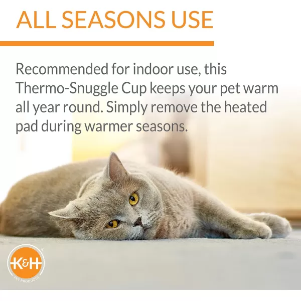 imageKampampH PET PRODUCTS Heated ThermoSnuggle Cup Bomber Indoor Heated Cat Bed Heated Pet Bed for Indoor Cats and Small Dogs Thermal Warming Large Cat Bed Round Kitty Heating Bed Chocolate 14x18inChocolate