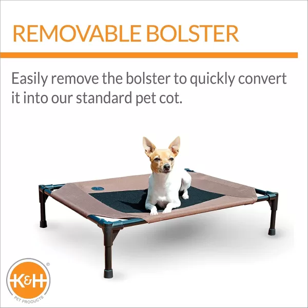 imageKampampH Pet Products Bolster Dog Cot Cooling IndoorOutdoor Elevated Dog Bed Hammock with Removable Bolsters Washable Mesh Cover Raised Camping Dog Bed for Small Dogs or Cats  Charcoal Small 17quot X 22quotChocolateBlack Mesh