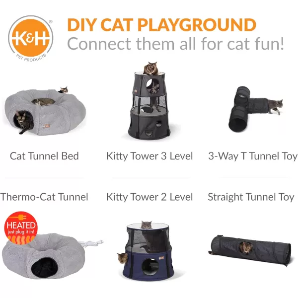 imageKampampH Pet Products Cat Tunnel Bed for Indoor Cats  Donut Tunnel Toy Tube Hideaway Cave with Round Circle Bed Plush Center for Large Cats to Play ampamp Sleep