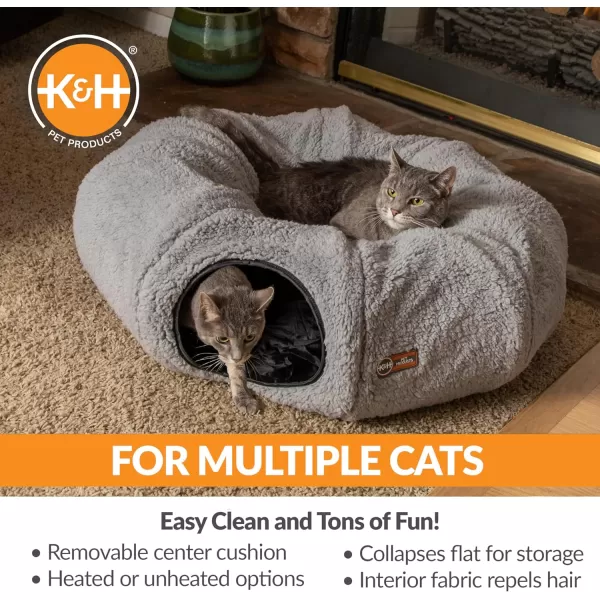 imageKampampH Pet Products Cat Tunnel Bed for Indoor Cats  Donut Tunnel Toy Tube Hideaway Cave with Round Circle Bed Plush Center for Large Cats to Play ampamp Sleep