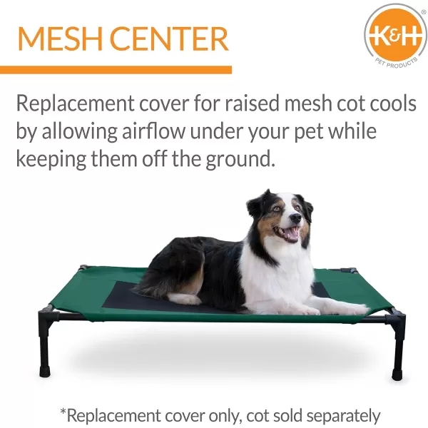 imageKampampH Pet Products Elevated Cooling Outdoor Dog Bed Portable Raised Dog Cot Replacement Cover Only All Weather All Season Gray Large 42 X 30 Inches Cot NOT IncludedGreenBlack