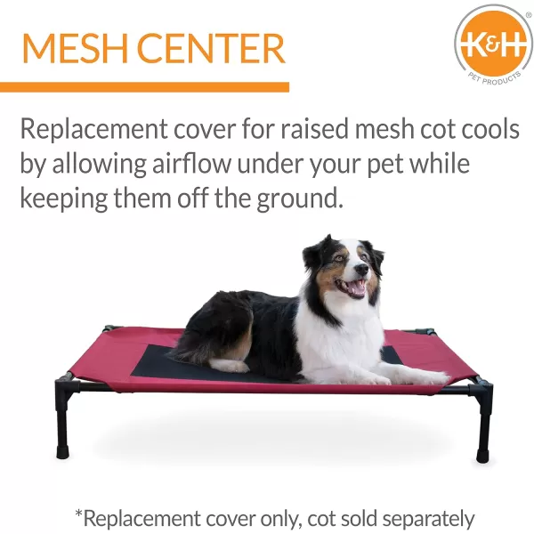 imageKampampH Pet Products Elevated Cooling Outdoor Dog Bed Portable Raised Dog Cot Replacement Cover Only All Weather All Season Gray Large 42 X 30 Inches Cot NOT IncludedRedBlack