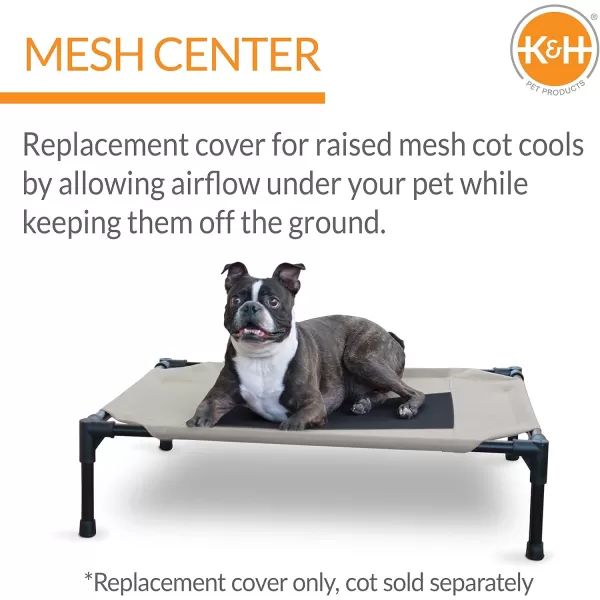 imageKampampH Pet Products Elevated Cooling Outdoor Dog Bed Portable Raised Dog Cot Replacement Cover Only All Weather All Season Gray Large 42 X 30 Inches Cot NOT IncludedTaupeBlack