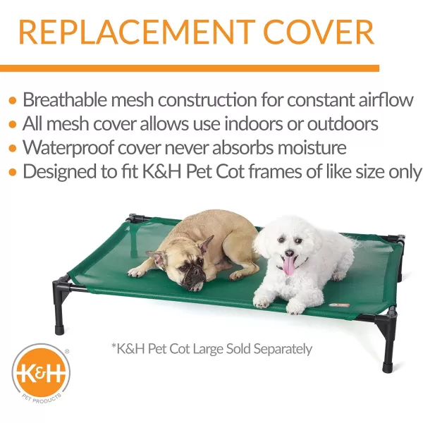 imageKampampH Pet Products Elevated Cooling Outdoor Dog Bed Portable Raised Dog Cot Replacement Cover Only All Weather All Season Gray Large 42 X 30 Inches Cot NOT IncludedGreen All Season Mesh