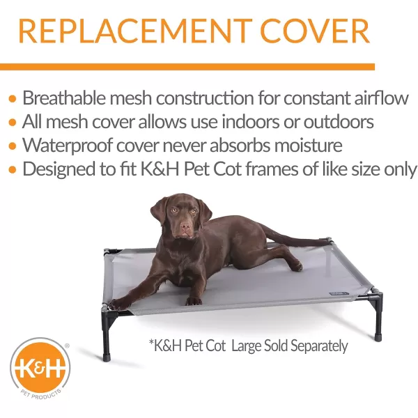 imageKampampH Pet Products Elevated Cooling Outdoor Dog Bed Portable Raised Dog Cot Replacement Cover Only All Weather All Season Gray Large 42 X 30 Inches Cot NOT IncludedGray All Season Mesh