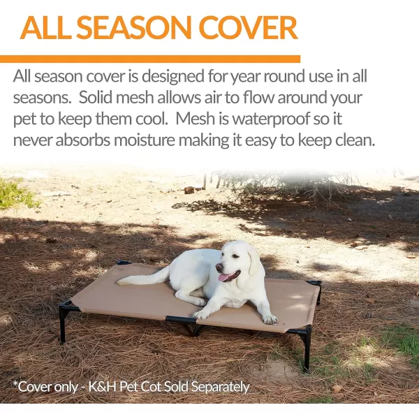imageKampampH Pet Products Elevated Cooling Outdoor Dog Bed Portable Raised Dog Cot Replacement Cover Only All Weather All Season Gray Large 42 X 30 Inches Cot NOT IncludedTan All Season Mesh
