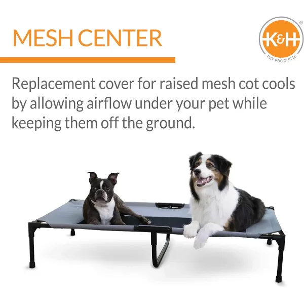 imageKampampH Pet Products Elevated Cooling Outdoor Dog Bed Portable Raised Dog Cot Replacement Cover Only All Weather All Season Gray Large 42 X 30 Inches Cot NOT IncludedGrayBlack Mesh