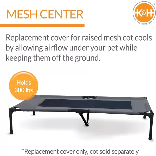 imageKampampH Pet Products Elevated Cooling Outdoor Dog Bed Portable Raised Dog Cot Replacement Cover Only All Weather All Season Gray Large 42 X 30 Inches Cot NOT IncludedCharcoalBlack