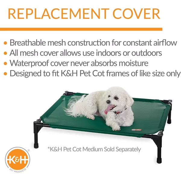 imageKampampH Pet Products Elevated Cooling Outdoor Dog Bed Portable Raised Dog Cot Replacement Cover Only All Weather All Season Gray Large 42 X 30 Inches Cot NOT IncludedGreen All Season Mesh