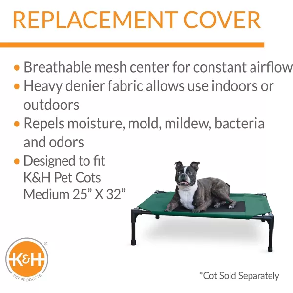 imageKampampH Pet Products Elevated Cooling Outdoor Dog Bed Portable Raised Dog Cot Replacement Cover Only All Weather All Season Gray Large 42 X 30 Inches Cot NOT IncludedGreenBlack