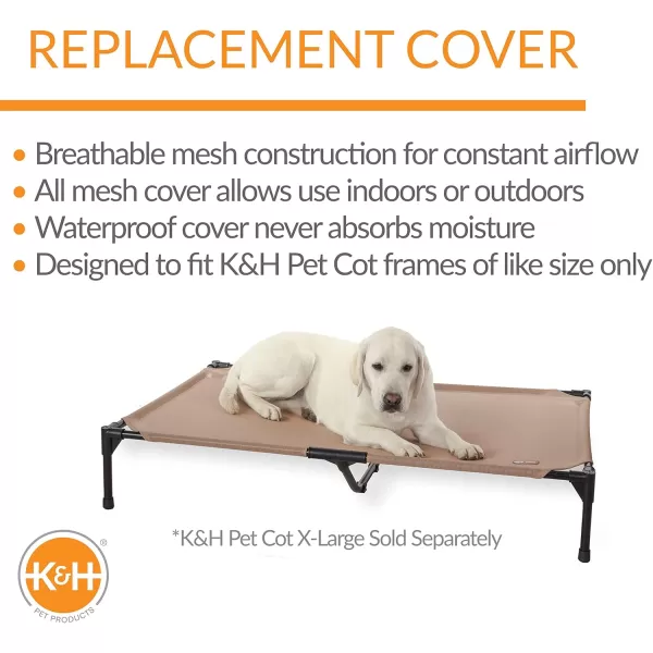 imageKampampH Pet Products Elevated Cooling Outdoor Dog Bed Portable Raised Dog Cot Replacement Cover Only All Weather All Season Gray Large 42 X 30 Inches Cot NOT IncludedTan All Season Mesh