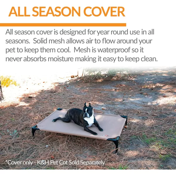 imageKampampH Pet Products Elevated Cooling Outdoor Dog Bed Portable Raised Dog Cot Replacement Cover Only All Weather All Season Gray Large 42 X 30 Inches Cot NOT IncludedTan All Season Mesh