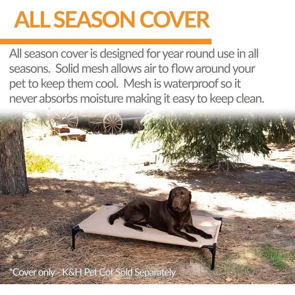 imageKampampH Pet Products Elevated Cooling Outdoor Dog Bed Portable Raised Dog Cot Replacement Cover Only All Weather All Season Gray Large 42 X 30 Inches Cot NOT IncludedTan All Season Mesh
