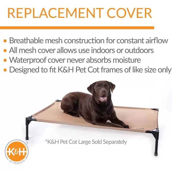 imageKampampH Pet Products Elevated Cooling Outdoor Dog Bed Portable Raised Dog Cot Replacement Cover Only All Weather All Season Gray Large 42 X 30 Inches Cot NOT IncludedTan All Season Mesh
