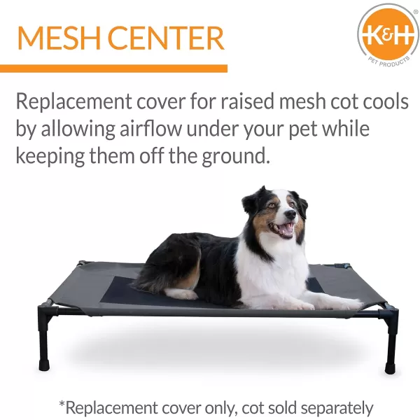 imageKampampH Pet Products Elevated Cooling Outdoor Dog Bed Portable Raised Dog Cot Replacement Cover Only All Weather All Season Gray Large 42 X 30 Inches Cot NOT IncludedCharcoalBlack
