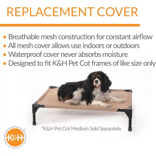 imageKampampH Pet Products Elevated Cooling Outdoor Dog Bed Portable Raised Dog Cot Replacement Cover Only All Weather All Season Gray Large 42 X 30 Inches Cot NOT IncludedTan All Season Mesh