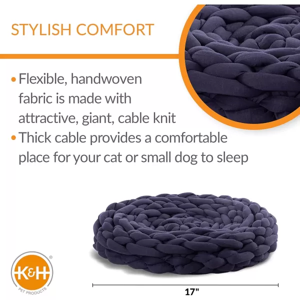 imageKampampH Pet Products Knitted Cat Bed Round Flexible Pet Bed Navy 17 X 4 InchesNavy