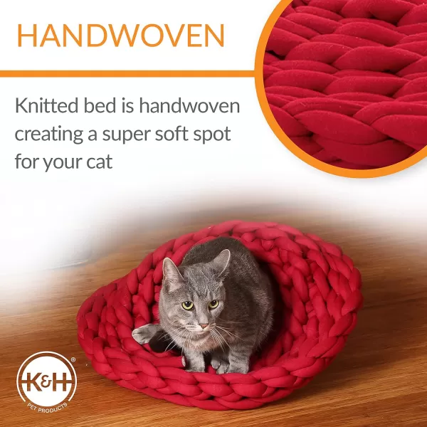 imageKampampH Pet Products Knitted Cat Bed Round Flexible Pet Bed Navy 17 X 4 InchesRed