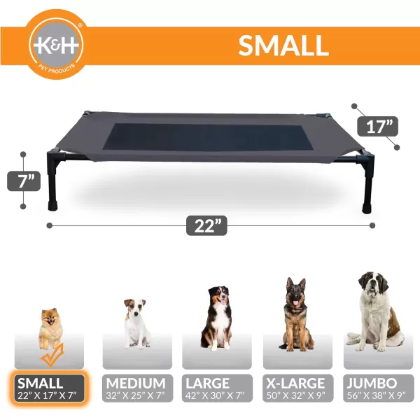 imageKampampH Pet Products Raised Cooling Outdoor Dog Bed Portable Elevated Dog Bed Washable Mesh Pet Camping Gear Heavy Duty Metal Frame Cat Hammock Bed Inside Outside Dog Cot Bed Small CharcoalBlack