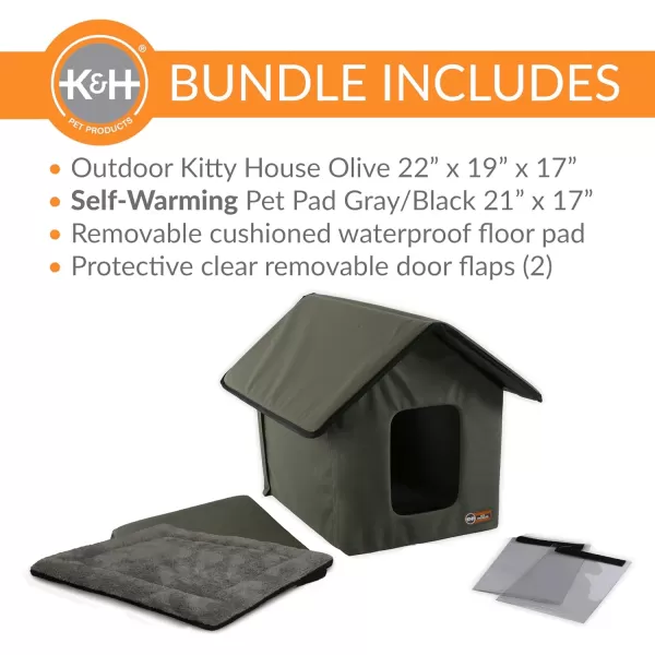 imageKampampH Pet Products SelfWarming Outdoor Kitty House Bundle Outdoor Cat House for Outside Cats Strays and Ferals Insulated Shelter Cold Weather House for Winter Self Warming Pet Pad Included