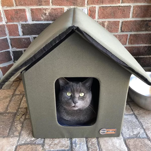 imageKampampH Pet Products SelfWarming Outdoor Kitty House Bundle Outdoor Cat House for Outside Cats Strays and Ferals Insulated Shelter Cold Weather House for Winter Self Warming Pet Pad Included