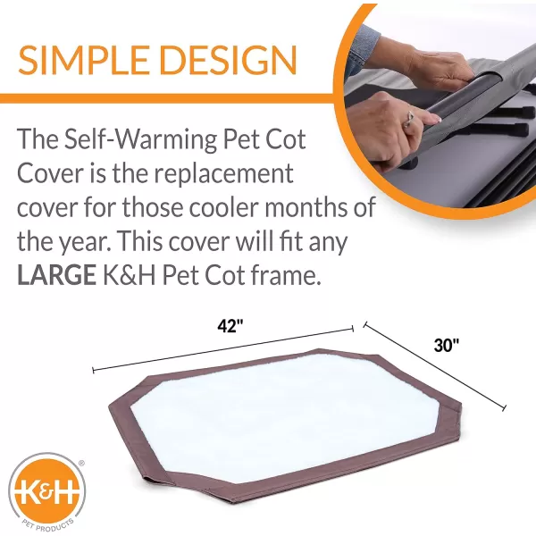 imageKampampH Pet Products SelfWarming Pet Cot Cover Replacement Cot Sold Separately  ChocolateFleece Large 30 X 42 InchesLarge 30 x 42