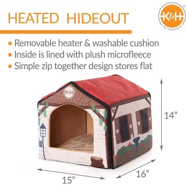 imageKampampH Pet Products ThermoIndoor Pet House Heated Cat Bed for Dogs and Cats Barn Design 16 X 15 X 14 InchesCottage Design