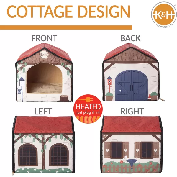 imageKampampH Pet Products ThermoIndoor Pet House Heated Cat Bed for Dogs and Cats Barn Design 16 X 15 X 14 InchesCottage Design