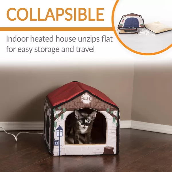 imageKampampH Pet Products ThermoIndoor Pet House Heated Cat Bed for Dogs and Cats Barn Design 16 X 15 X 14 InchesCottage Design