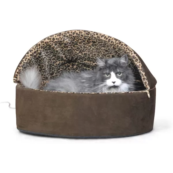 imageKampampH Pet Products ThermoKitty Bed Deluxe Indoor Heated Cat Bed TanLeopard Small 16 Inches FFPMocha