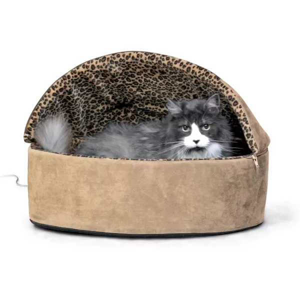 imageKampampH Pet Products ThermoKitty Bed Deluxe Indoor Heated Cat Bed TanLeopard Small 16 Inches FFPTan