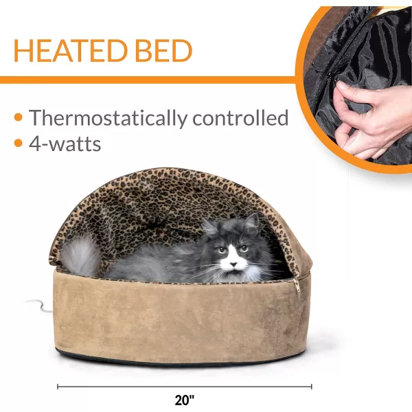 imageKampampH Pet Products ThermoKitty Bed Deluxe Indoor Heated Cat Bed TanLeopard Small 16 Inches FFPTan