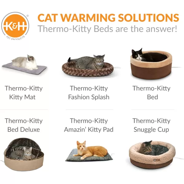 imageKampampH Pet Products ThermoKitty Bed Heated Cat Bed for Indoor Cats  Electric Warming Bed for Cats and Small Dogs Washable Thermal Plush Calming Round Pet Bed  Large 20quot SageTanSageTan