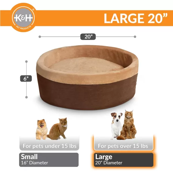 imageKampampH Pet Products ThermoKitty Bed Heated Cat Bed for Indoor Cats  Electric Warming Bed for Cats and Small Dogs Washable Thermal Plush Calming Round Pet Bed  Large 20quot SageTanMocha