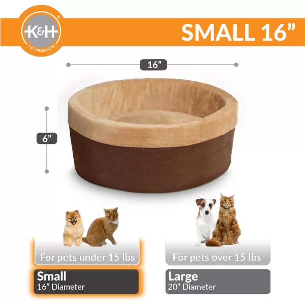 imageKampampH Pet Products ThermoKitty Bed Heated Cat Bed for Indoor Cats  Electric Warming Bed for Cats and Small Dogs Washable Thermal Plush Calming Round Pet Bed  Large 20quot SageTanMocha