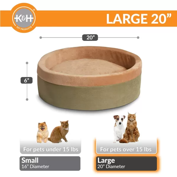 imageKampampH Pet Products ThermoKitty Bed Heated Cat Bed for Indoor Cats  Electric Warming Bed for Cats and Small Dogs Washable Thermal Plush Calming Round Pet Bed  Large 20quot SageTanSageTan