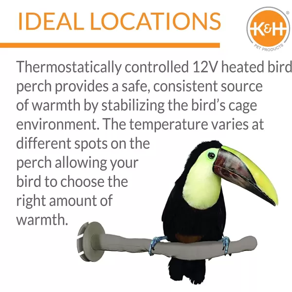 imageKampampH Pet Products ThermoPerch Heated Bird Perch Gray Medium 125 X 13 InchesLarge 2 X 145 Inches