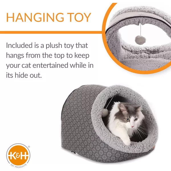 imageKampampH Pet Products ThermoPet Cave Heated Cat Bed  GrayGeo Flower 17 X 15 X 13 InchesGrayGeo Flower