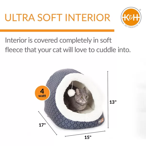 imageKampampH Pet Products ThermoPet Cave Heated Cat Bed  GrayGeo Flower 17 X 15 X 13 InchesGrayGeo Flower